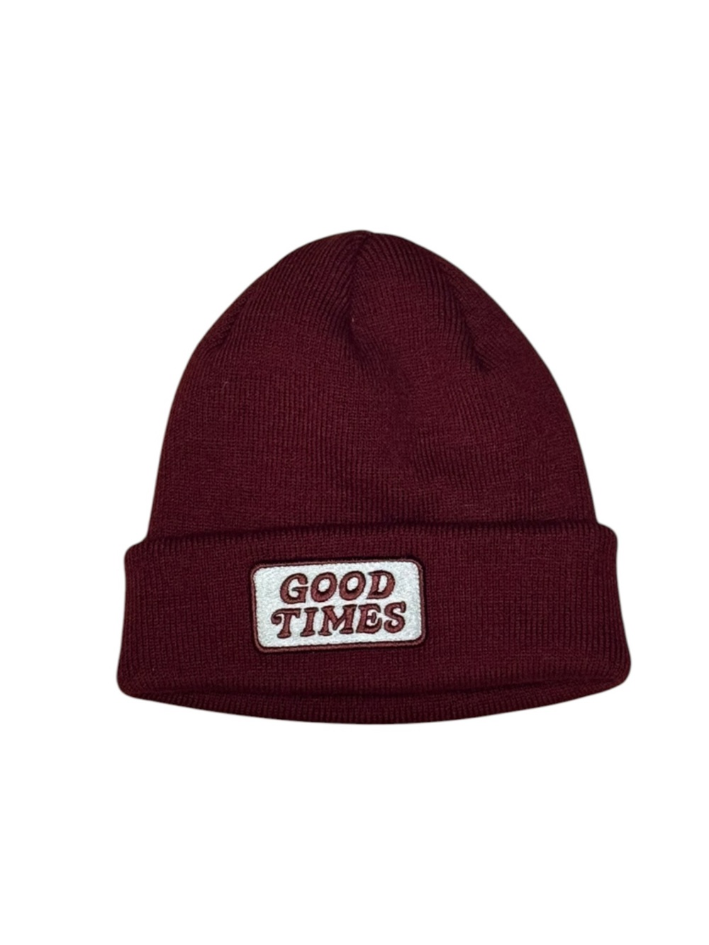 SO Burgundy Cuffed Beanie w/ GOOD TIMES Patch Unisex One Size